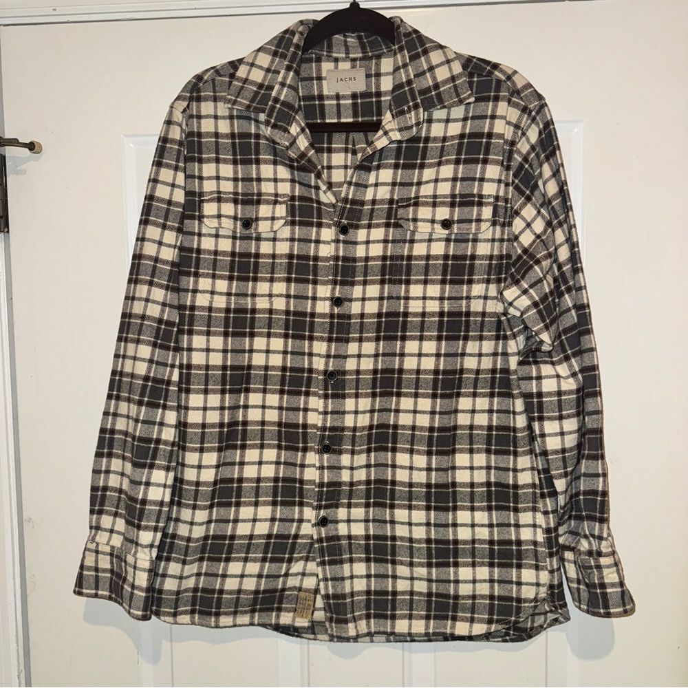 Jachs Plaid Cotton Flannel Long Sleeve Button Front Shirt